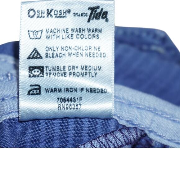 OshKosh B’gosh Baby Railroad Stripe Shortall Overalls 0–3M Blue Vestbak - Picture 7 of 7